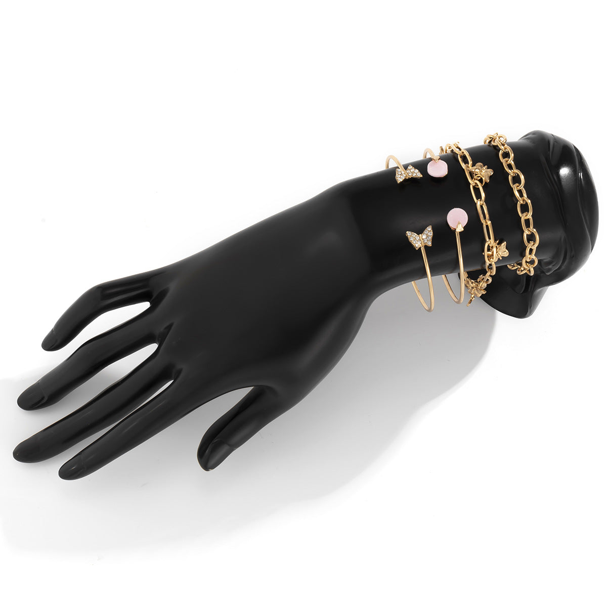 Elegant Rhinestone Butterfly Bracelet Set with Tassel Pendant Decor - Premium Cross-border European Jewelry for Women by Planderful Collection