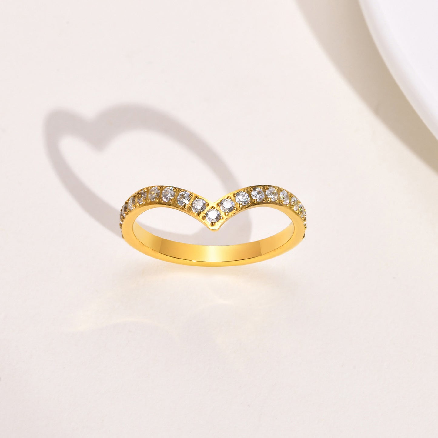 Women's Fashion Accessories Stainless Steel Zircon Ring Gold