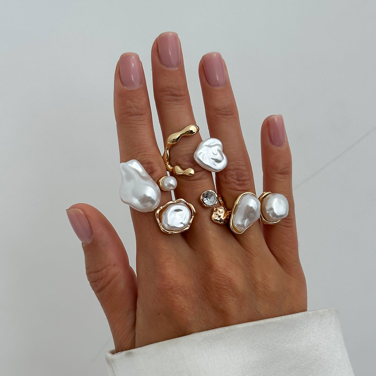 Planderful Imitation Pearl Ring Retro Baroque Statement Jewelry For Women Elegant Vintage Inspired