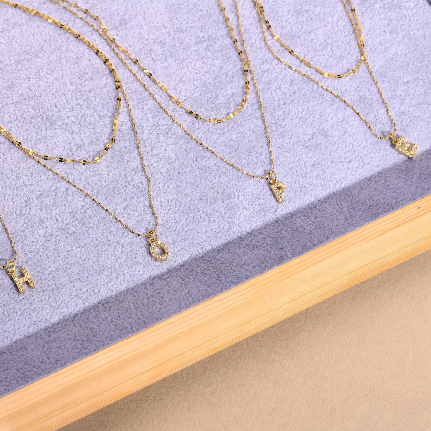 Stainless Steel 26-Letter Zircon Necklace Set for Summer Fashion