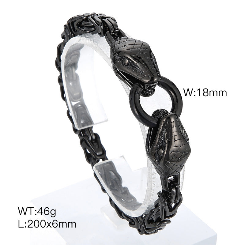Planderful Zircon Encrusted Snake Bracelet For Men Titanium