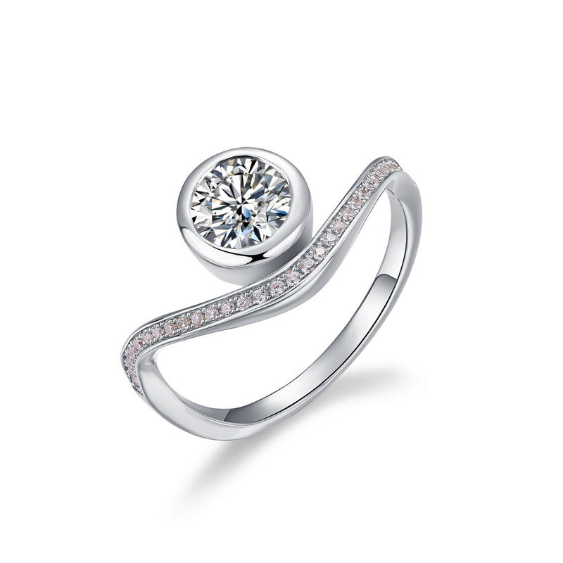 Planderful Wave Moissanite Sterling Silver Ring – 6.5 × 6.5 mm, 1 ct