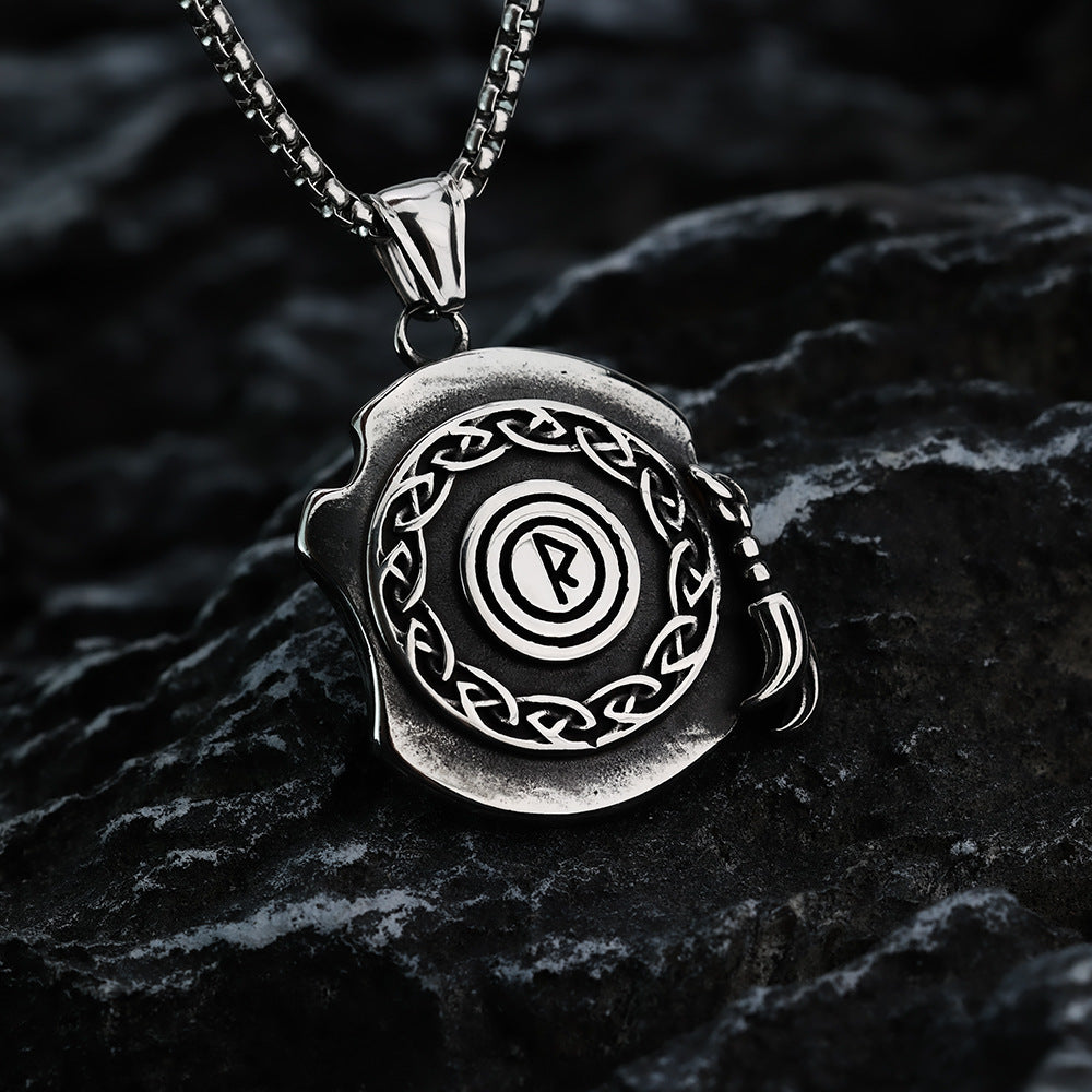 Nordic Viking Retro Men's Stainless Steel Rune Pendant Necklace
