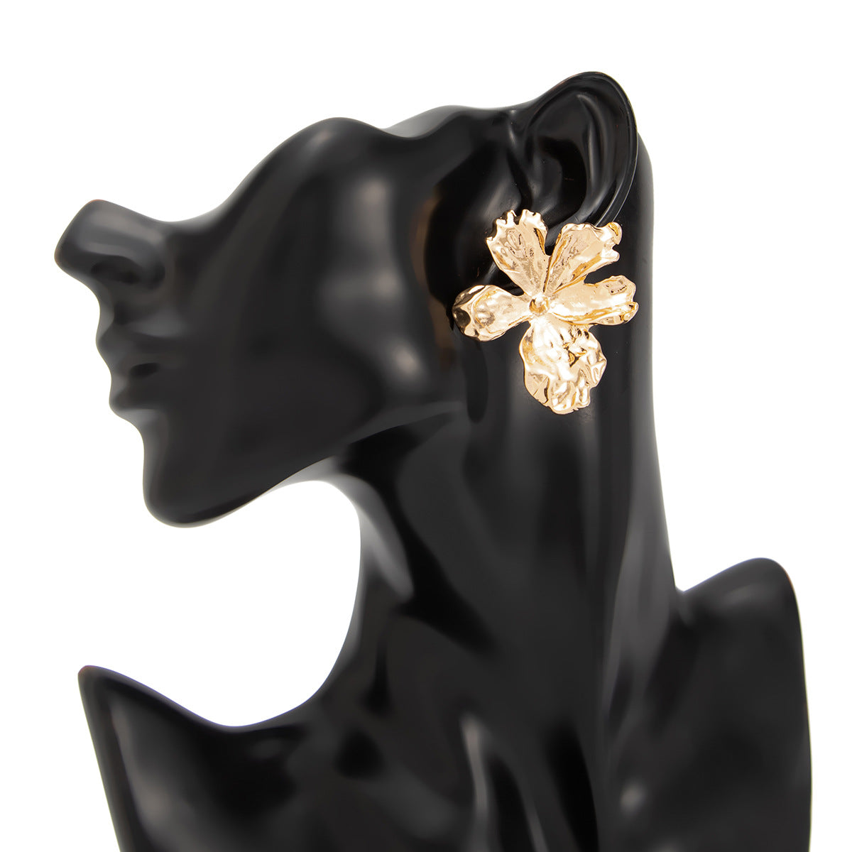 Planderful Vienna Verve 3D Metal Flower Stud Earrings For Women Premium Retro Statement Jewelry
