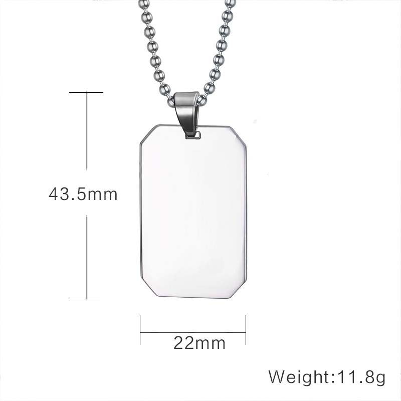 Men's Double-Sided Stainless Steel Pendant Dog Tag Military Tag