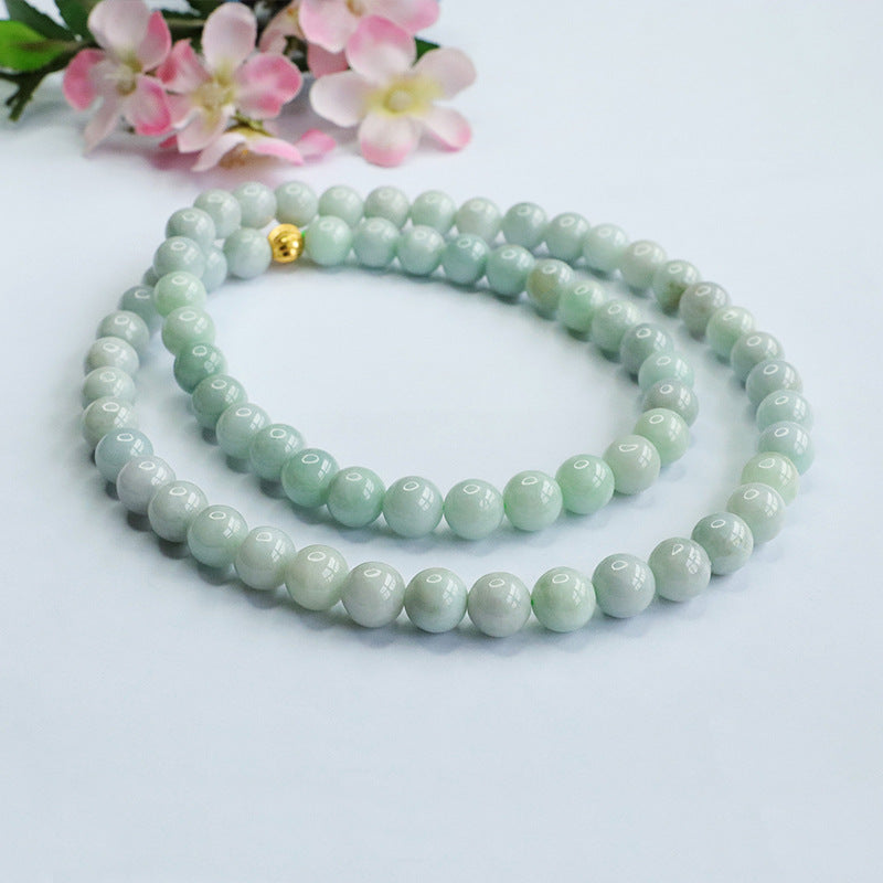 Natural Jade Necklace A Grade Light Colour Bead String