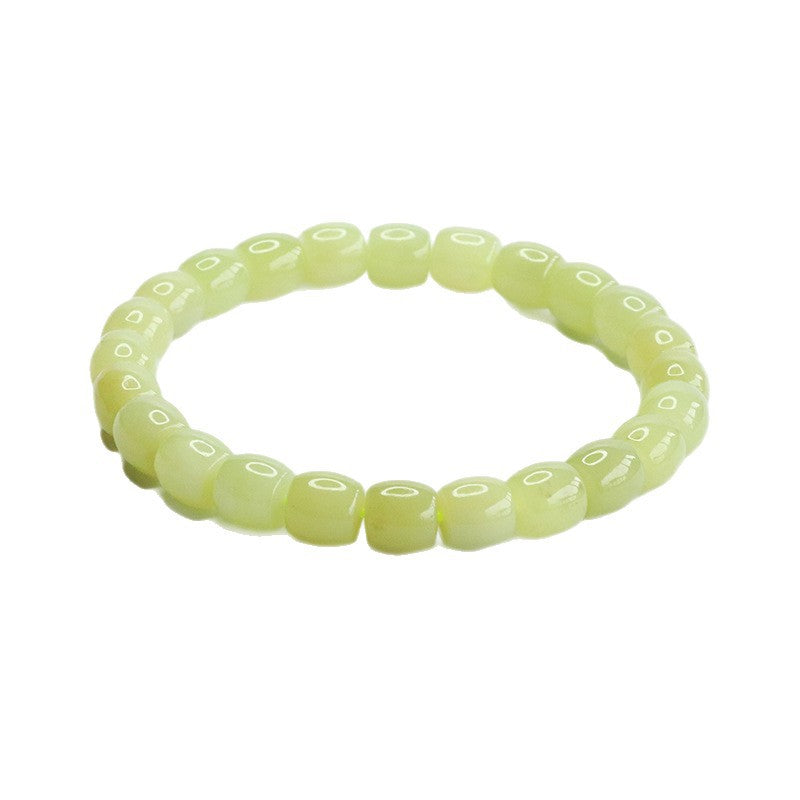 Yellow-Green Hetian Jade Straight-Cut Bracelet