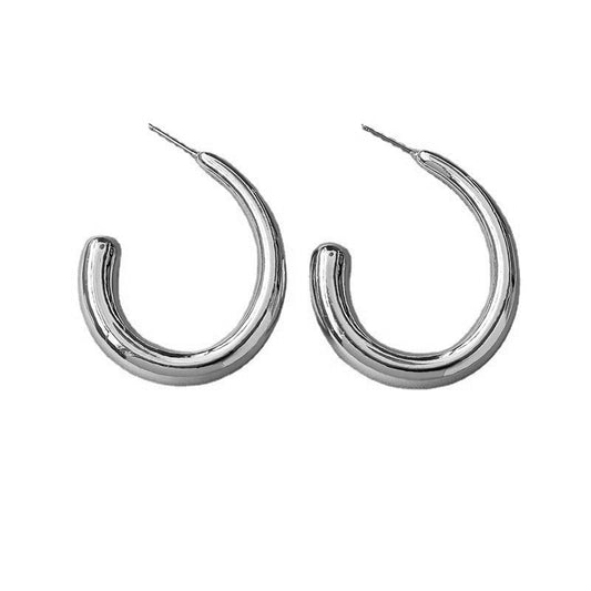 Metallic Geometric Circle Earrings - European Seaside Resort Jewelry