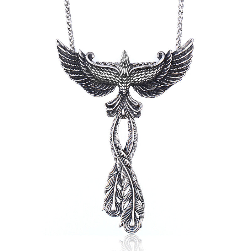 Men's Stainless Steel – Phoenix Nirvana Wing Rebirth Pendant – Titanium Steel Pendant. Necklace