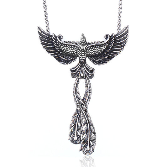 Men's Stainless Steel – Phoenix Nirvana Wing Rebirth Pendant – Titanium Steel Pendant. Necklace
