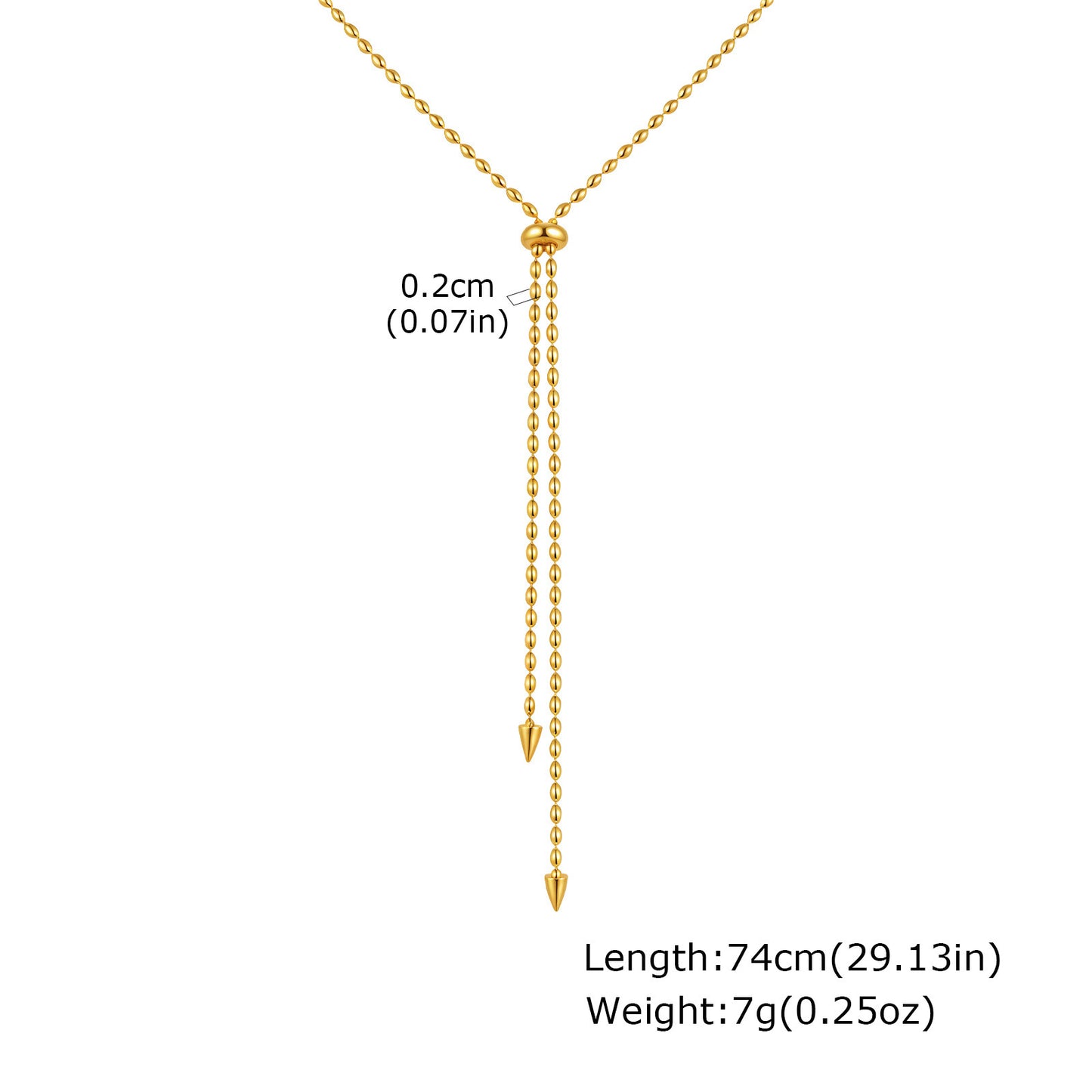 Design Stainless Steel Rice Bead Chain Adjustable Necklace