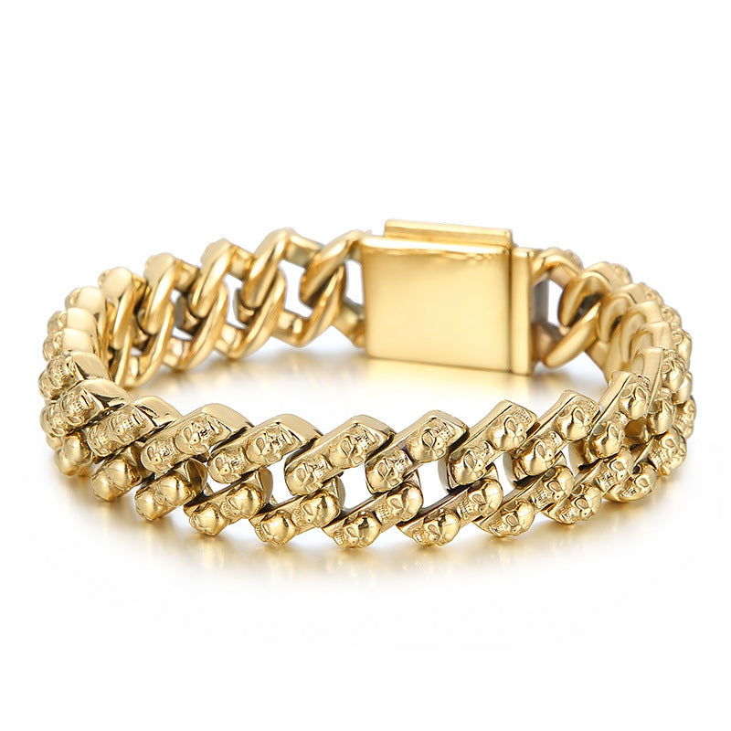 Vibrant Retro Skull Titanium Steel Men's Bracelet for Bold Style