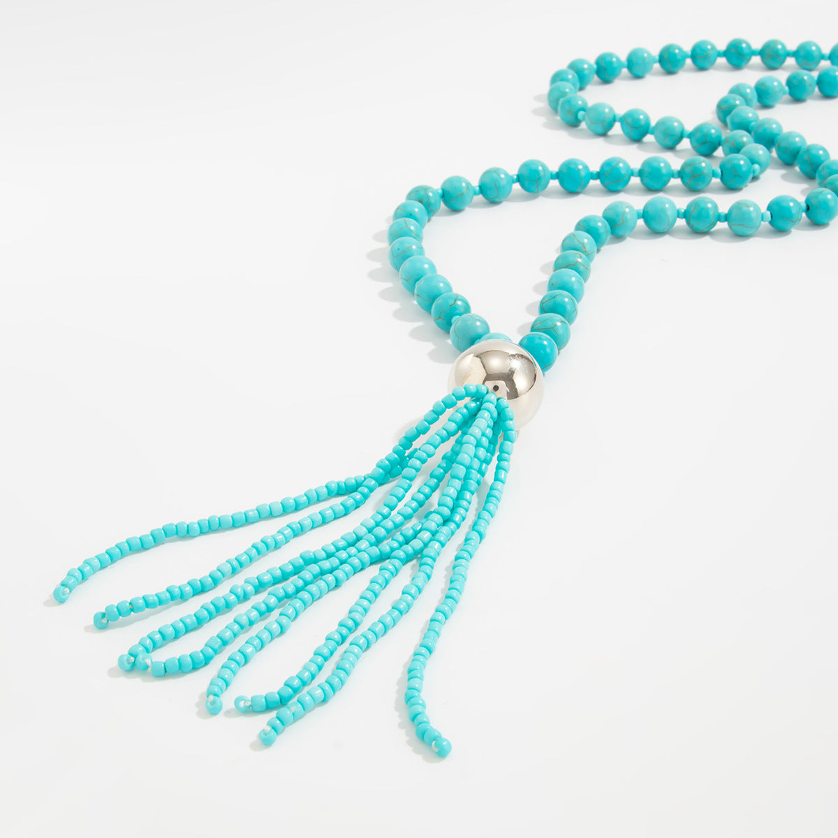 Acrylic Beaded Rice Bead Necklace Exaggerated Large Round Bead Y-Shaped Fringed