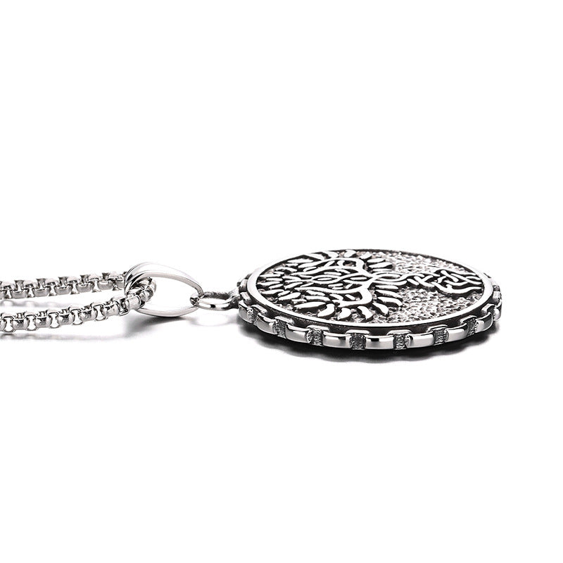 Stainless Steel Necklace – Vintage Nordic Viking Tree Of Life Pendant For Men Gift Ready