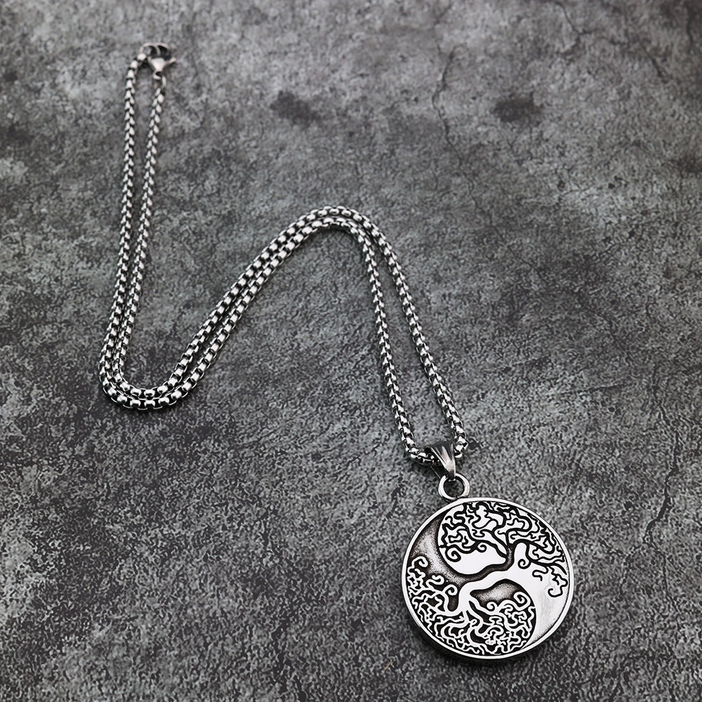 Personalized Life Of Tree Pendant Stainless Steel Necklace For Men