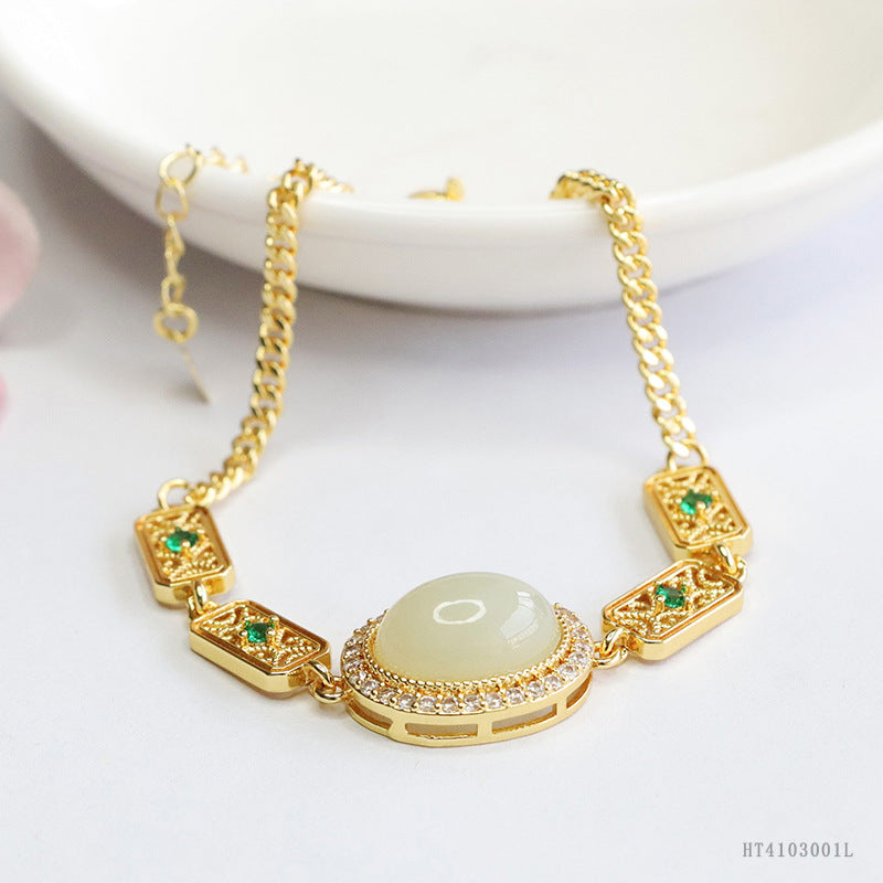 Hetian Jade Filigree Square Bracelet