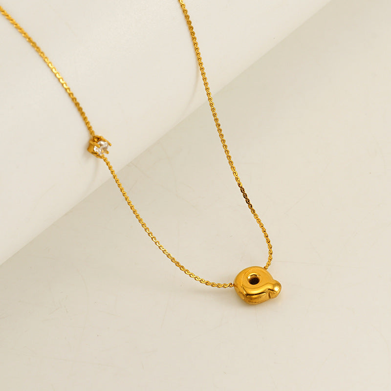 Planderful Jewelry Simple Chubby Bubble Letter Necklace Stainless Steel Personalization Pendant