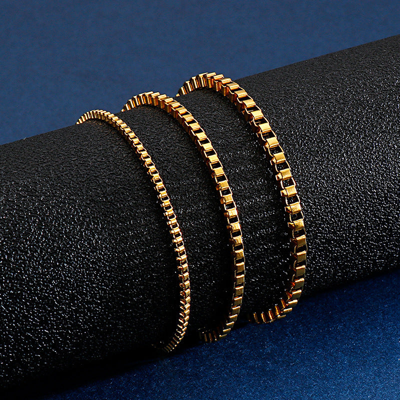 Planderful Jewelry Mens Stainless Steel Box Chain Bracelet In Hip Hop Style For Everyday Wear
