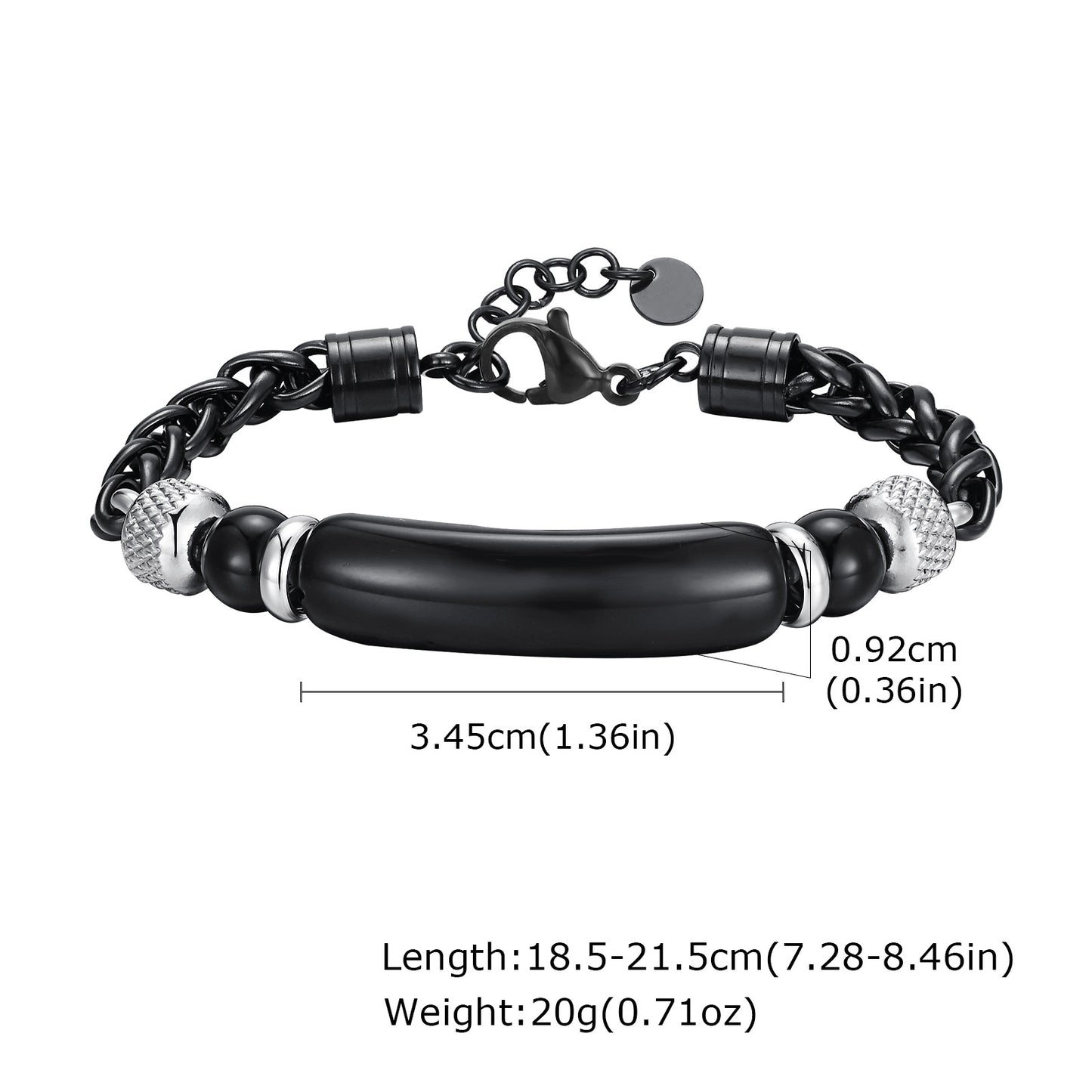 Stainless Steel Flower Basket Chain Black Agate Tiger's Eye Beaded Bracelet for Men