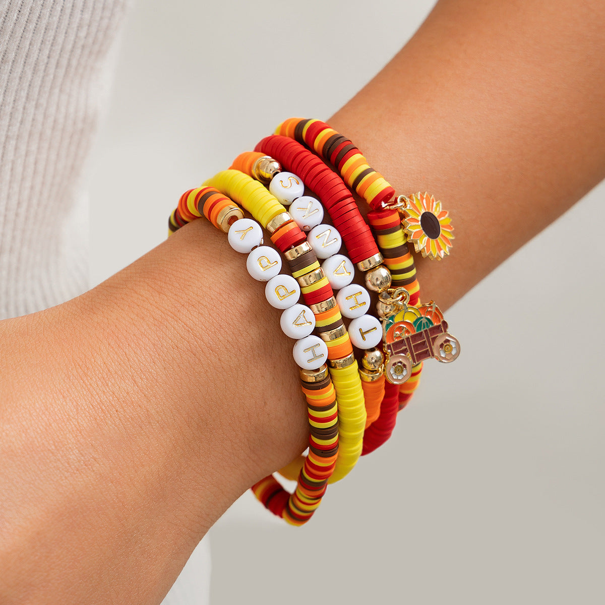 Planderful Thanksgiving Turkey Pendant Bracelet Personalized Letter Pumpkin Gift For Women