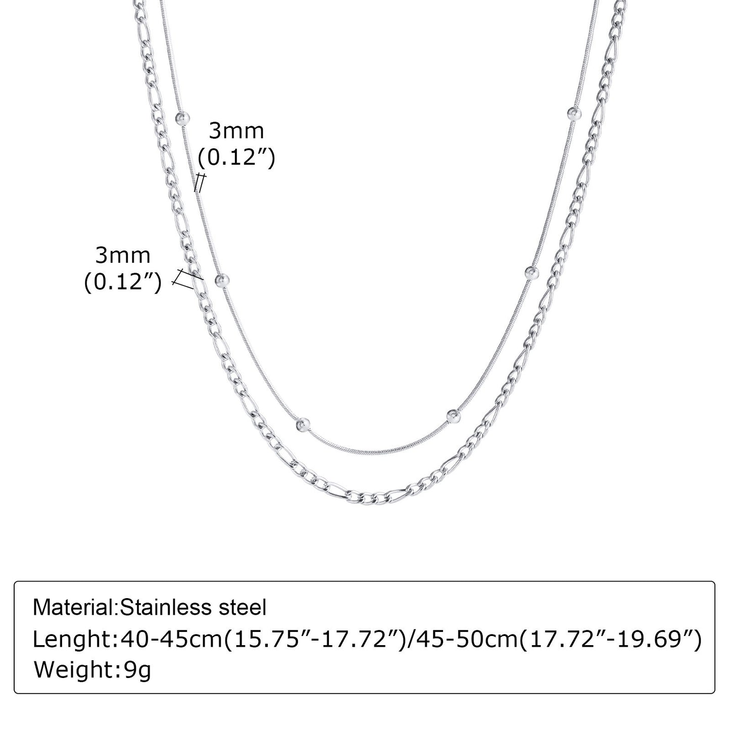 European And American Simple Double-Layer Stainless Steel Necklace