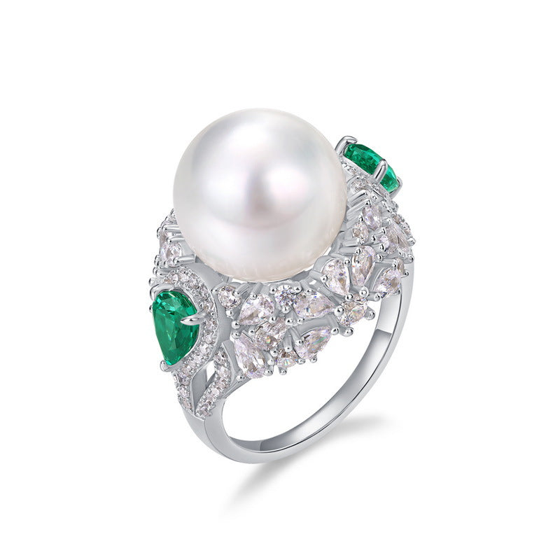 Planderful Pear-Cut Lab-Grown Emerald Sterling Silver Ring – Style 2