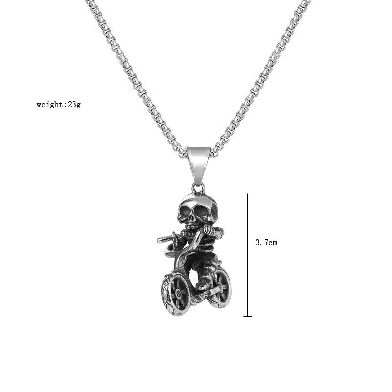 Motorcycle Skull Titanium Steel Pendant Necklace