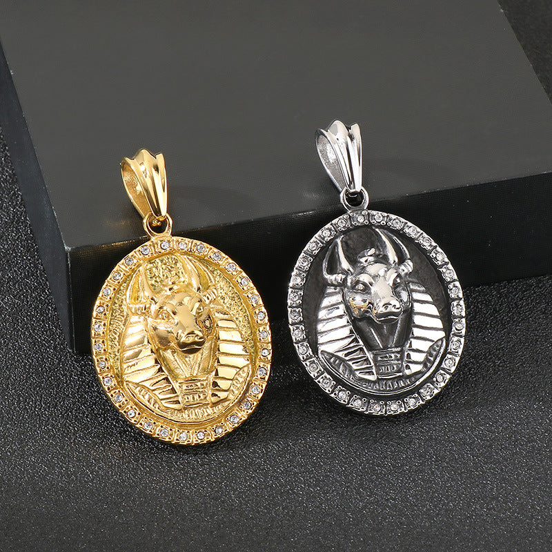 Anubis Pendant For Men Zircon Encrusted Retro Planderful