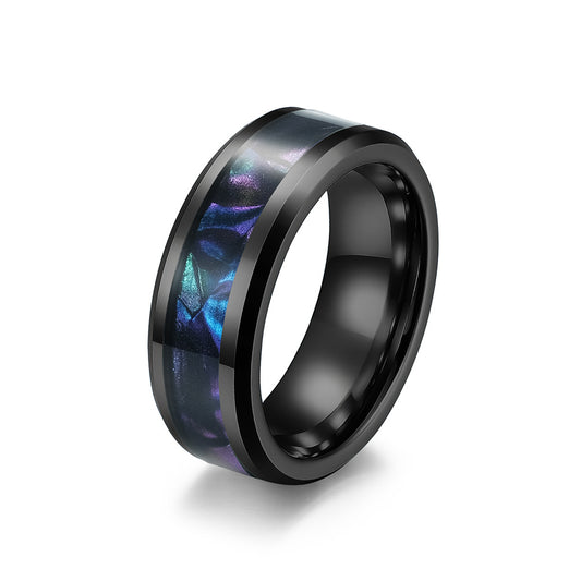 Planderful Titanium Steel Ring For Men Black Patch Hipster Fashion Nightclub Jewelry