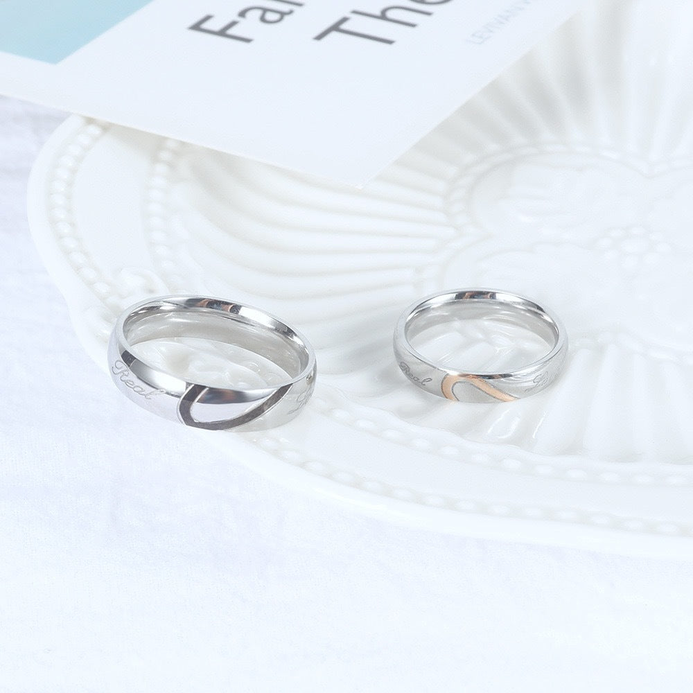 Planderful Couple Ring Splicing Style Versatile Everyday Genie Steel Band For Him And Her Size 5 12