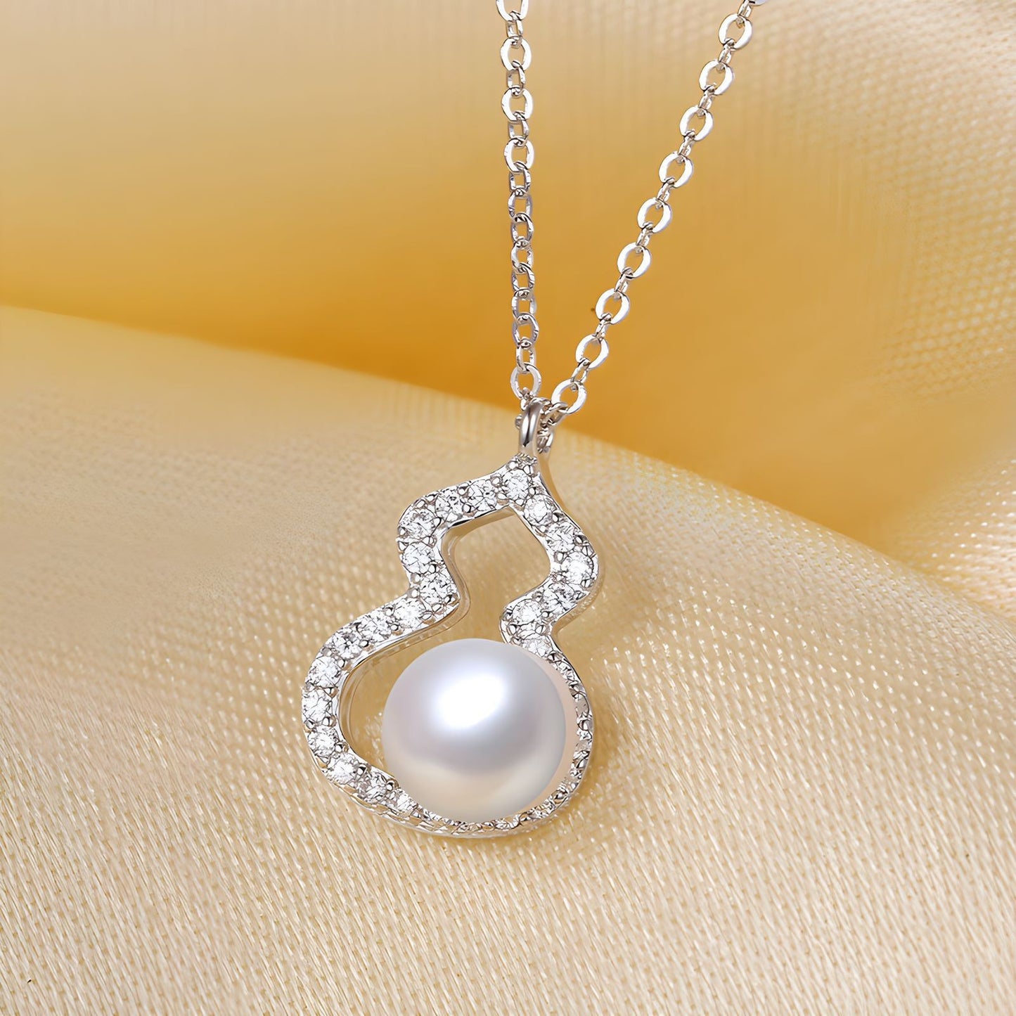 Ruyi Freshwater Pearl Gourd 925 Sterling Silver Necklace Women