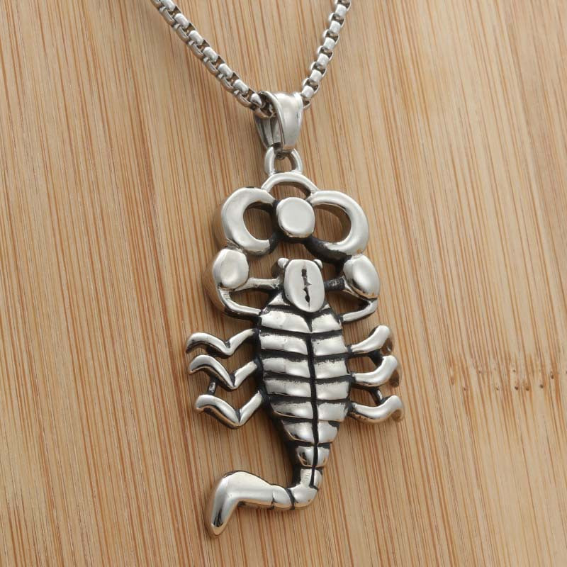 Punk-Influenced Titanium Steel Scorpion Pendant Necklace for Men - Retro Trendy Scorpio Jewelry