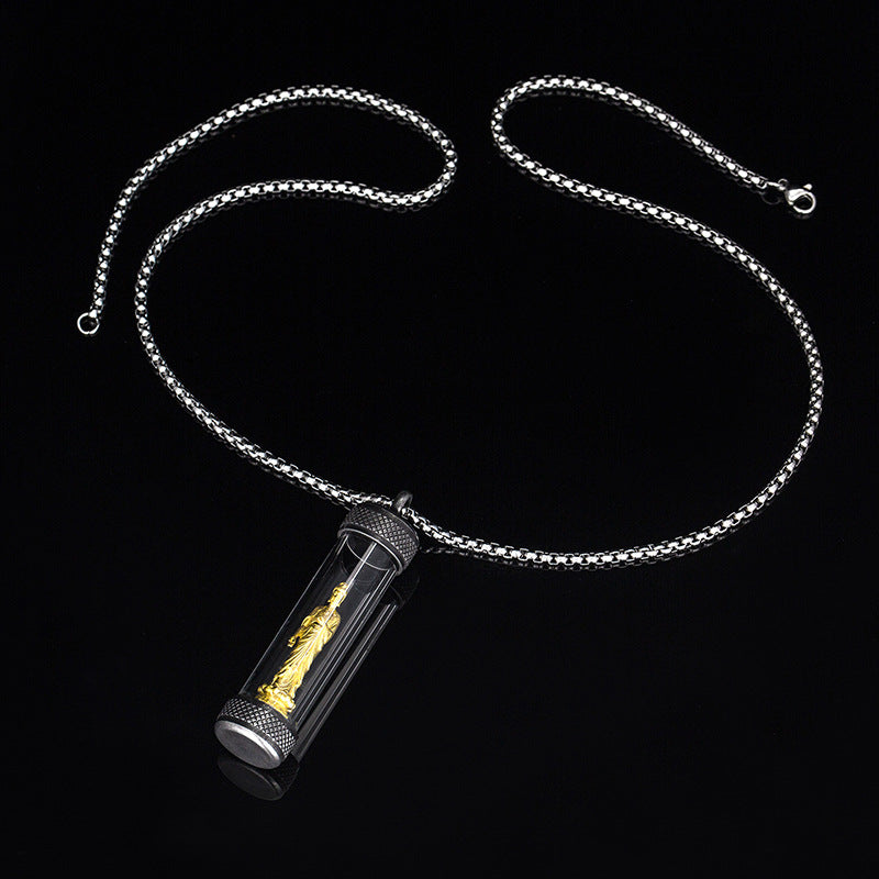 Steel Necklace – Elegant Chinese Mantra Pendant