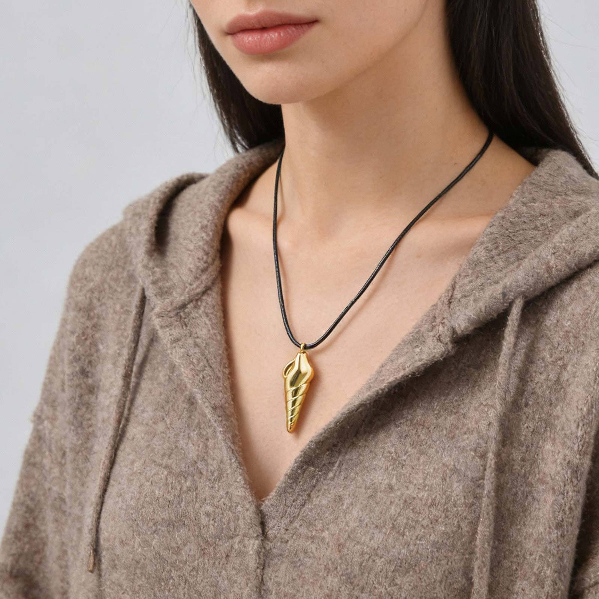 Stainless Steel Geometric Hollow Pendant Star Conch Small Flower Wax Rope Necklace