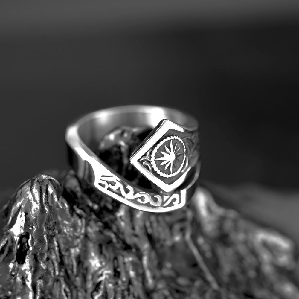 European and American Vintage Jewelry Stainless Steel Men's Ring