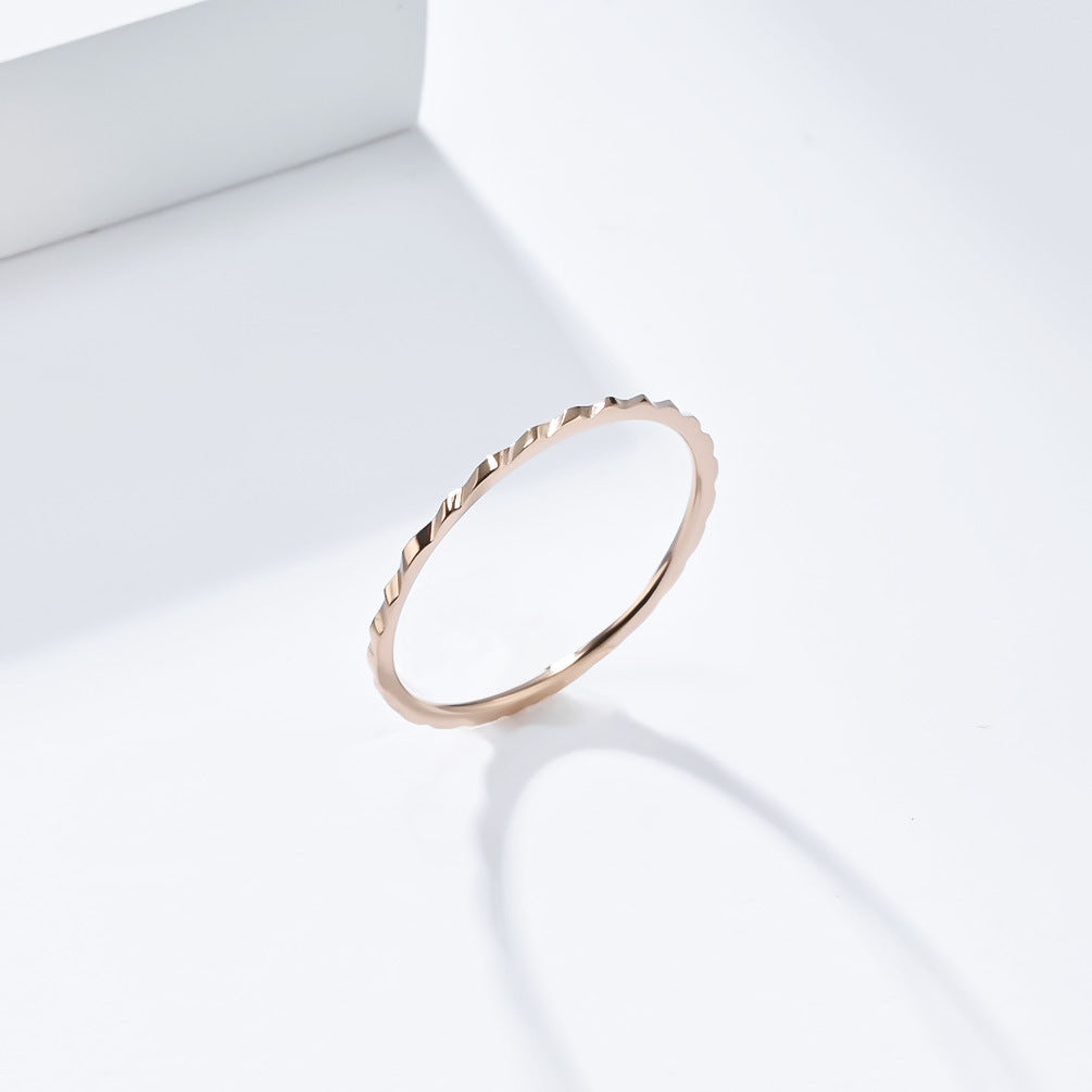 Planderful Titanium Steel Ring For Women 1mm Minimalist Elegant Everyday Jewelry