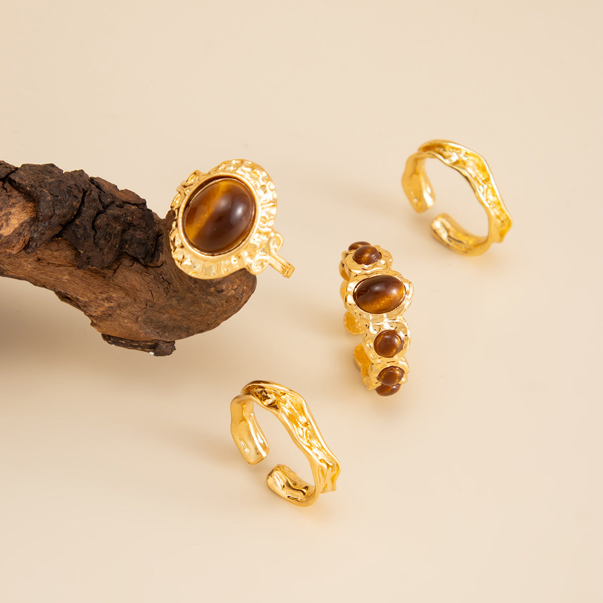 Tiger Eye Open Ring Planderful Collection Vienna Verve For Women Statement Lava Stone Jewelry