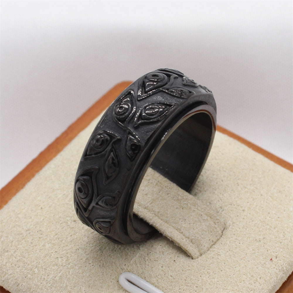 Everyday Genie Titanium Pharaoh Ring with Omniscient Man Design