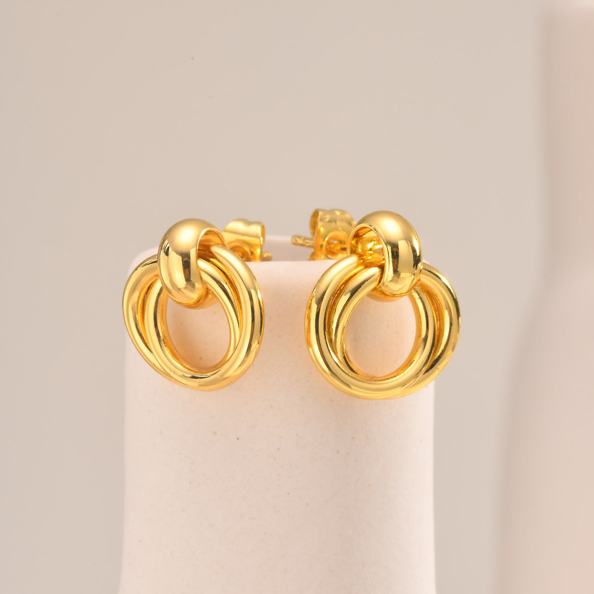 Copper Twist Double Ring Earrings Gold Ladies,