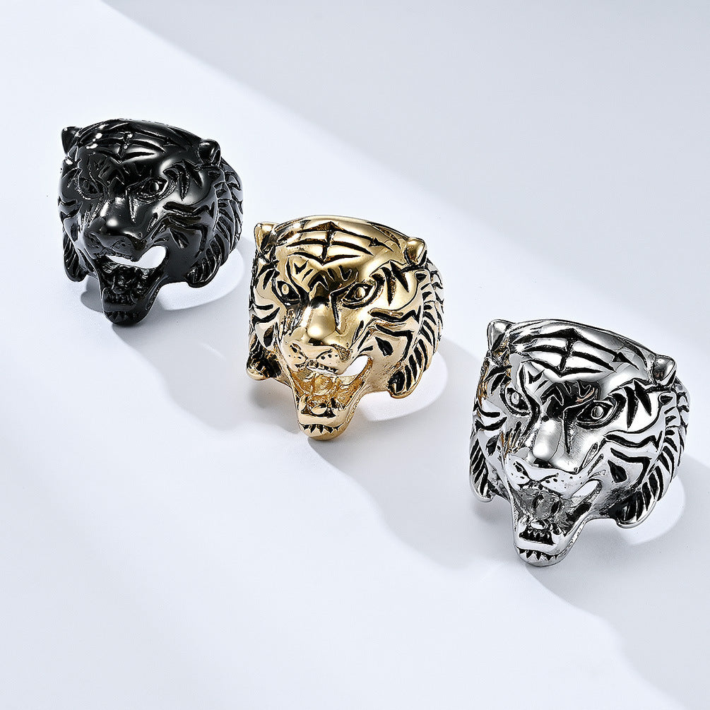 Retro Tiger Head Stainless Steel Ring Mighty Roar Jewelry