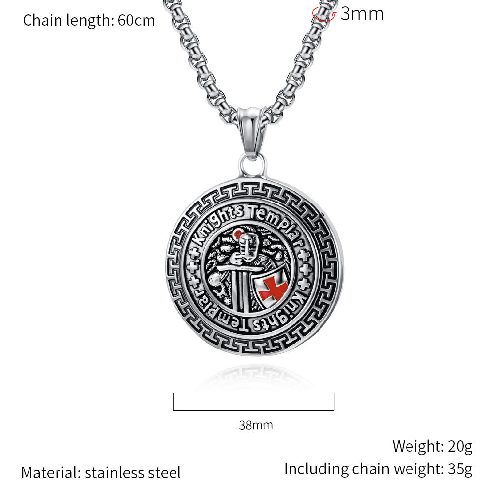 Planderful Knights Templar Shield Necklace For Men Durable Titanium Steel Pendant Vintage Punk Jewelry