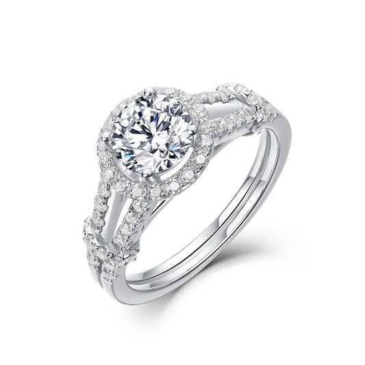 Planderful Classic Moissanite Sterling Silver Ring – 6.5 × 6.5 mm, 1 ct – Style 13