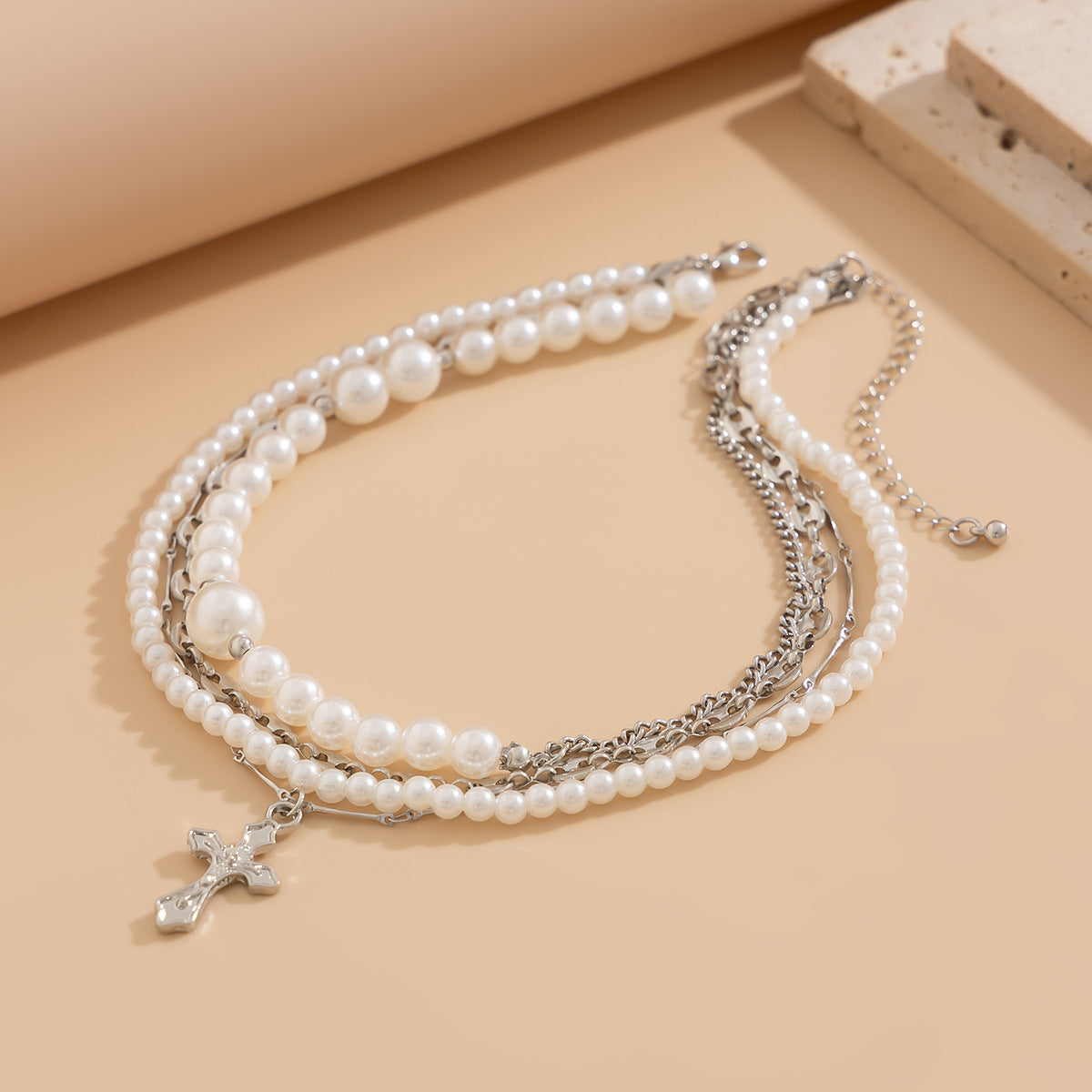 Rivet & Pearl-Style Layered Choker
