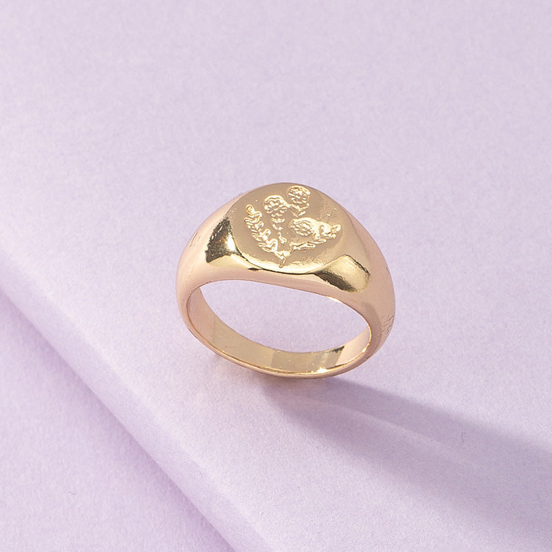 Wholesale Metal Texture Ring with Cross-Border Charm