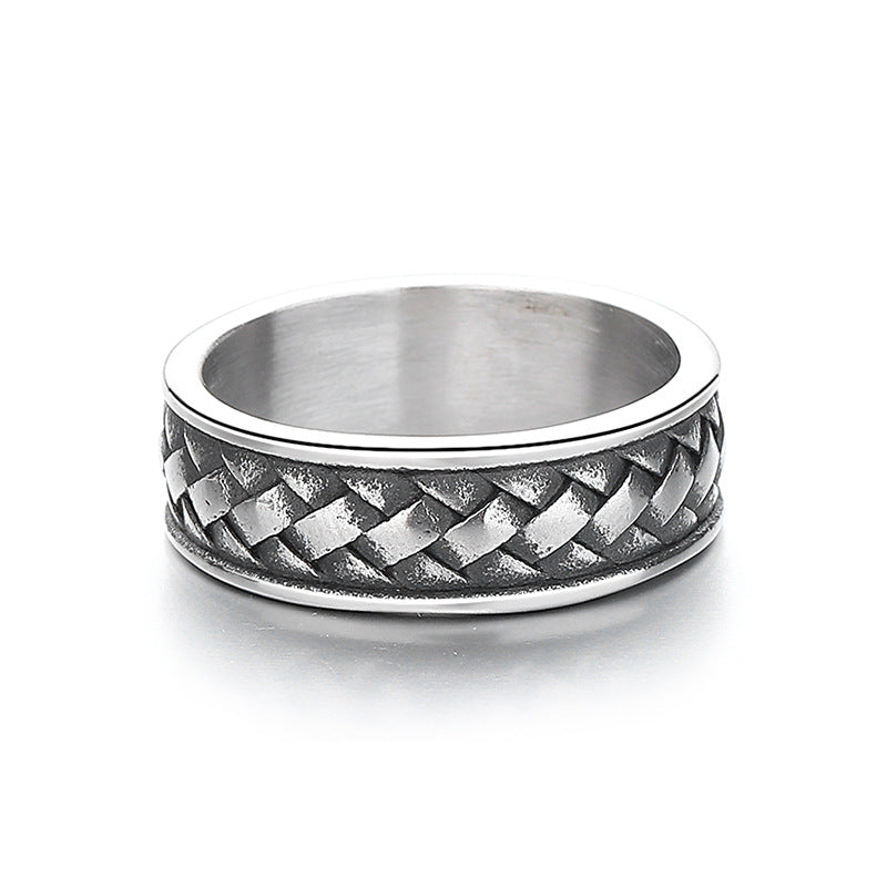 Titanium Steel Ring – Minimalist Braided Pattern