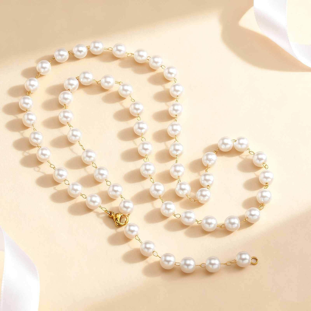 Stainless Steel -Style Minimalist Design – Layered Daily – Pearl-Like Y-Shaped Necklace