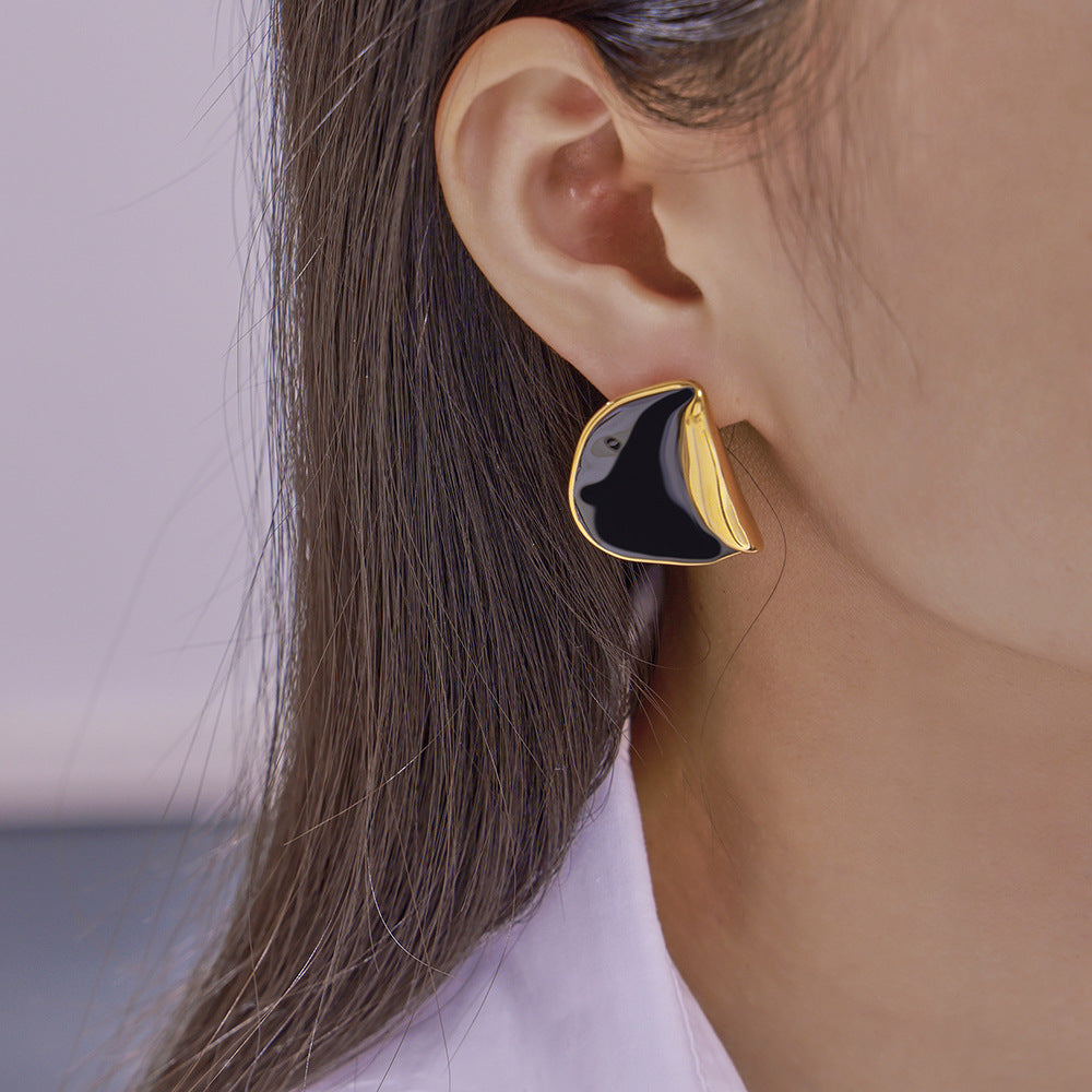 Golden Glaze Design Stud Earrings - Trendy Personalized Jewelry