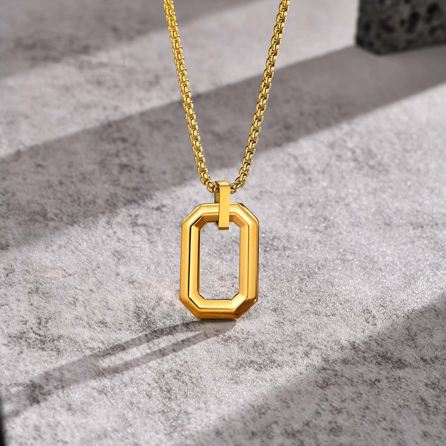 Stainless Steel Geometric Men's Pendant Hip Hop Necklace