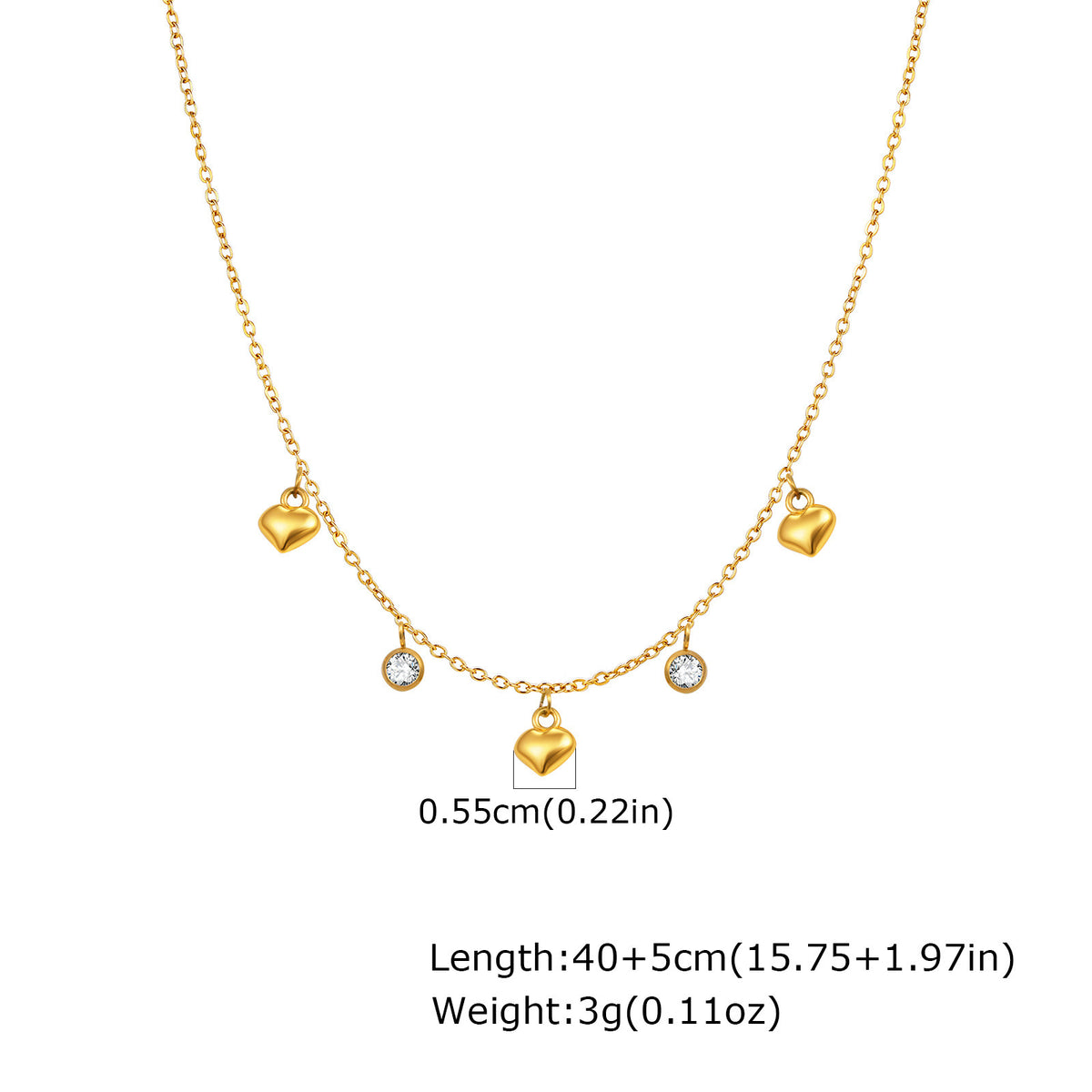 Women's Style Necklace Stainless Steel Flat Cross Chain Zircon Five-Pointed Star Heart