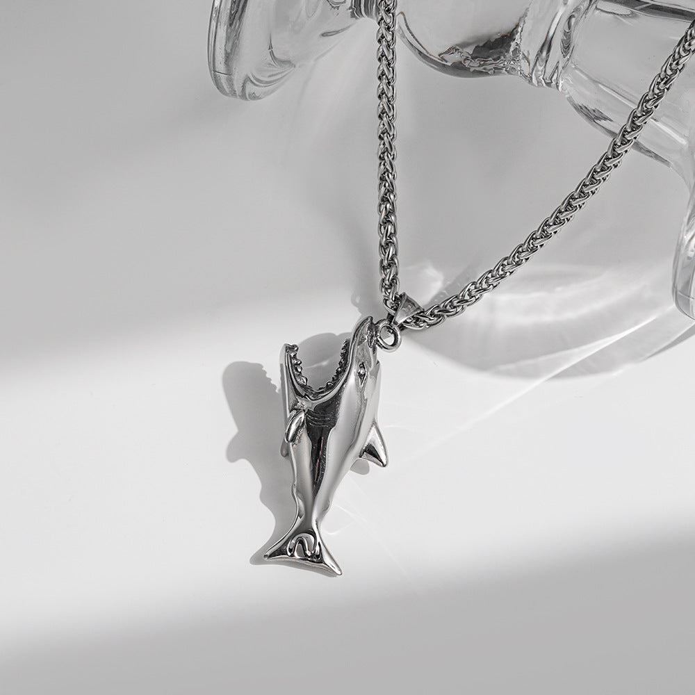 Stainless Steel Shark Pendant Necklace For Men And Women By Planderful Personalizable Versatile Jewelry